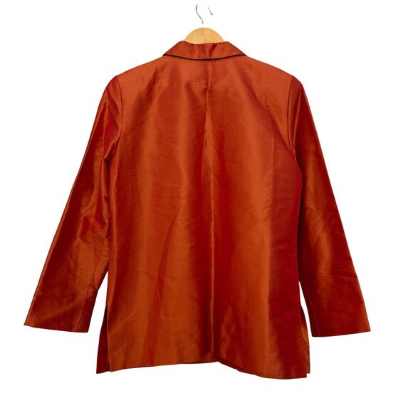 Vtg Rafaella 100% Silk Button Front Y2K Blazer Burnt Orange Womens 8 - Picture 3 of 6